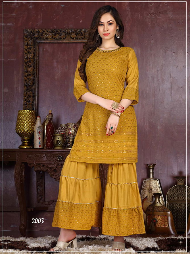 Riyaa East Heavy Rayon Festive Wear Kurti With Bottom Collection